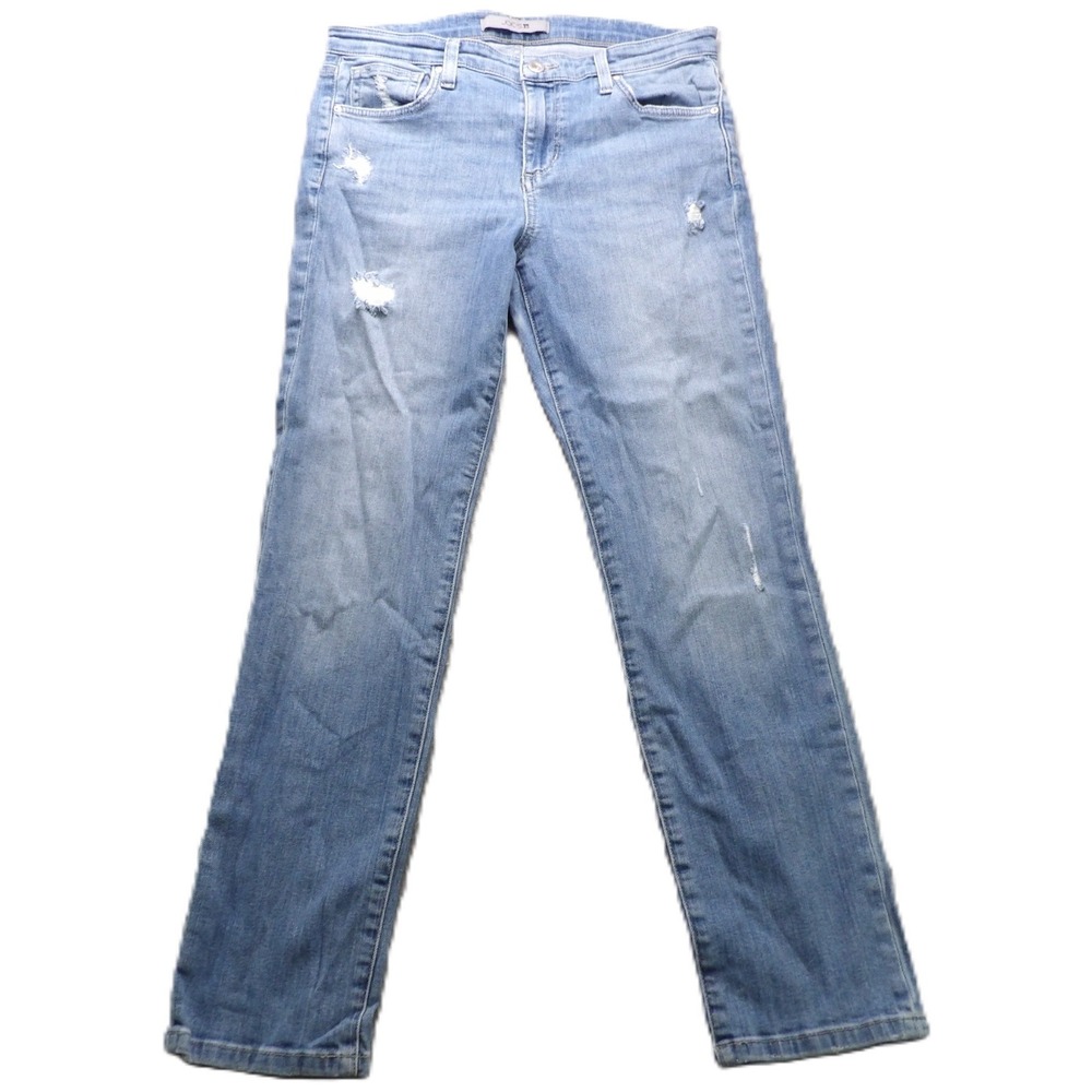 JOE'S JEANS Women Distressed Light Blue Denim Pants 26 Cotton Blend Stretch Logo